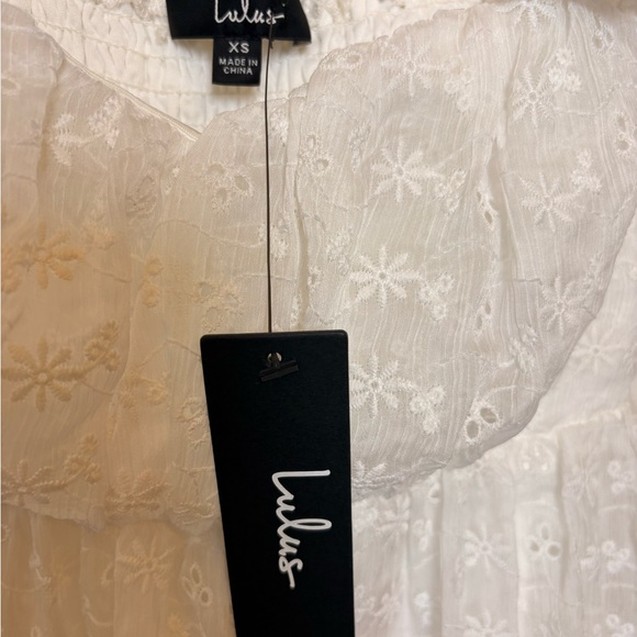 Lulus White Embroidered Off-Shoulder Midi Dress Cottagecore Romantic XS - Picture 9 of 10